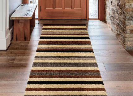 Linea Striped Caramel Washable Rug