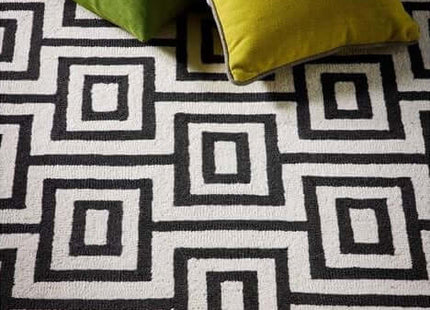 Wool Labyrinth Rug White and Black
