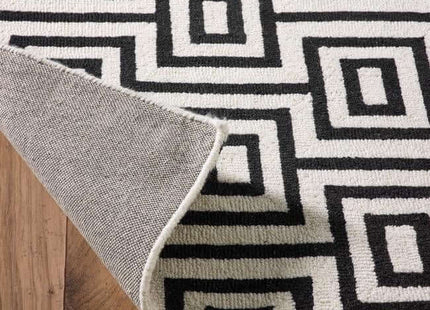 Wool Labyrinth Rug White and Black
