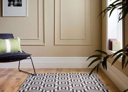 Wool Labyrinth Rug White and Black