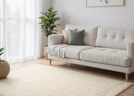 Majoli Natural White Herringbone Wool & Jute Rug