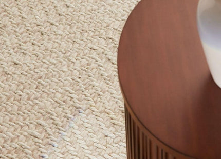 Majoli Natural White Herringbone Wool & Jute Rug