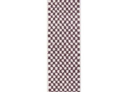 Moodi Shaggy Purple Mosscheck Rug