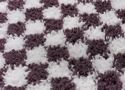 Moodi Shaggy Purple Mosscheck Rug