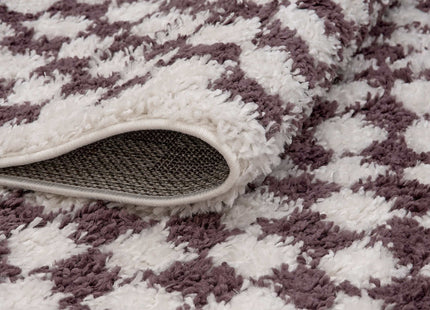 Moodi Shaggy Purple Mosscheck Rug