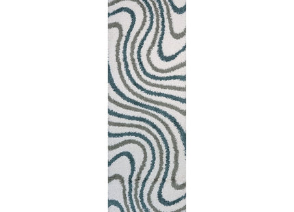 Moodi Shaggy Green Rippletide Rug