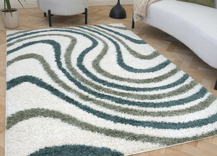 Moodi Shaggy Green Rippletide Rug