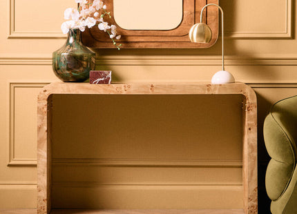 Mota Natural Burl Wood Curved Console Table