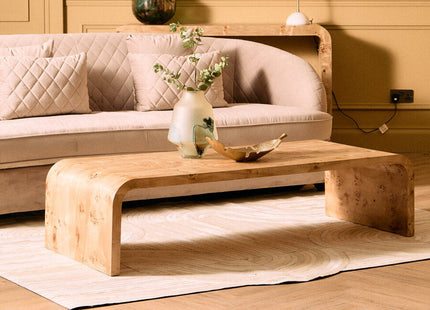 Mota Natural Burl Wood Curved Coffee Table