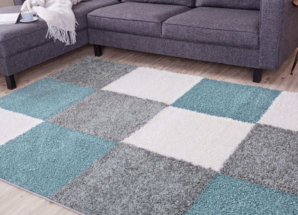 Myshaggy Geometric Duck Egg Blue Rug