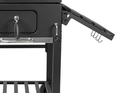 Atom Grills Nashville Charcoal BBQ Grill with Lid, Warming Rack & Wheels – Black