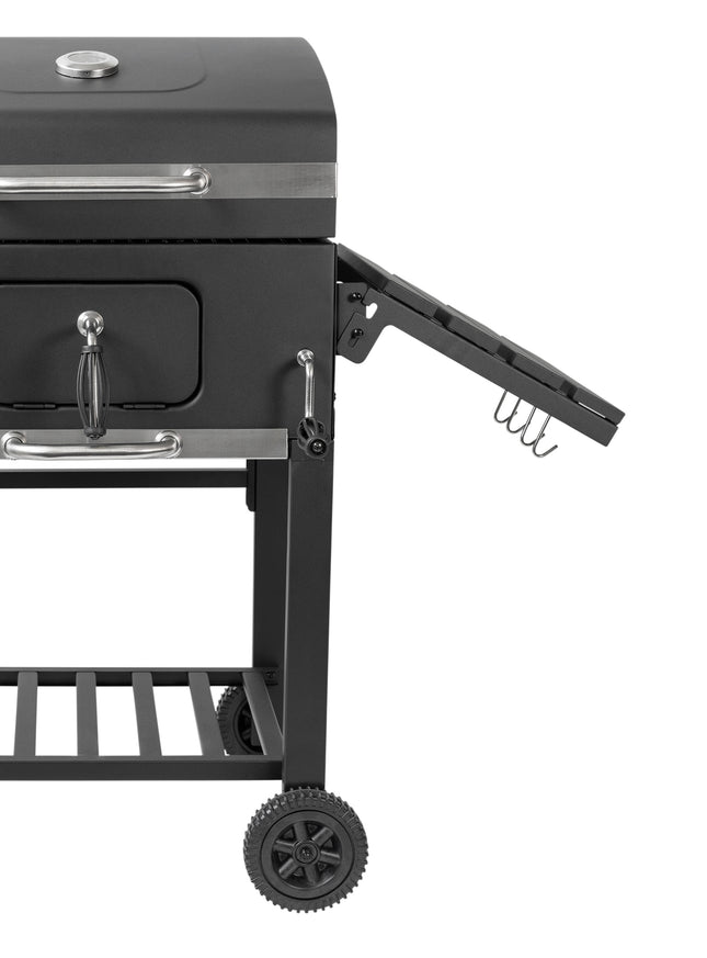 Atom Grills Nashville Charcoal BBQ Grill with Lid, Warming Rack & Wheels – Black
