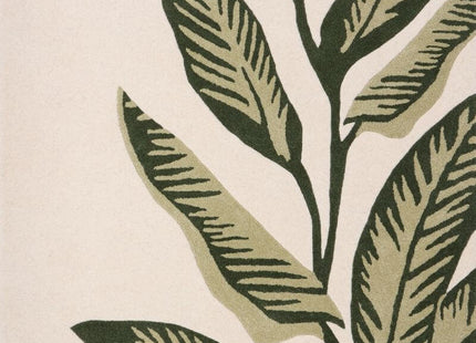 Paradise Leaf Hand-Tufted Wool Rug – Cream/Green