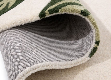 Paradise Leaf Hand-Tufted Wool Rug – Cream/Green