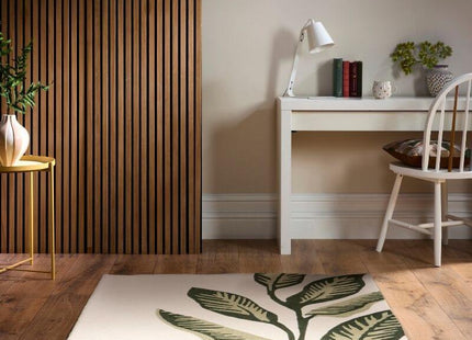 Paradise Leaf Hand-Tufted Wool Rug – Cream/Green