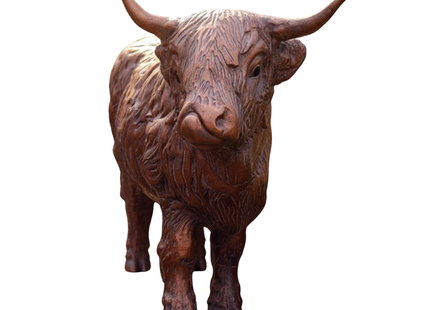 Licking Highland Cow Garden Sculpture – 50cm, Antique Bronze