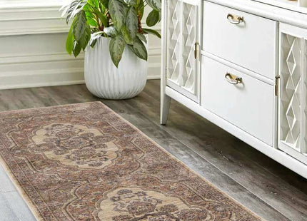 Raja Medallion Vintage Rug – Brown Heritage Elegance