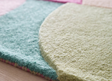 Retro Deco Pink Wool Rug