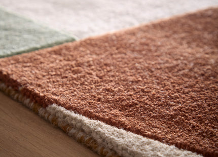 Retro Deco Tan Wool Rug