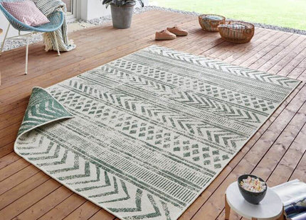 Indoor-Outdoor Reversible Geometric Green Rug