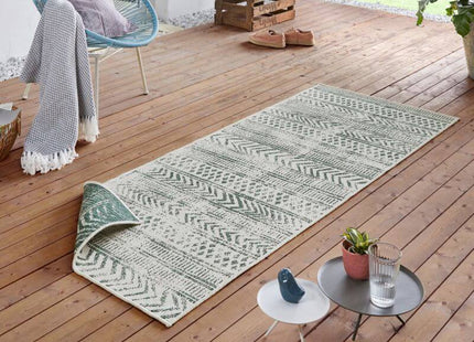Indoor-Outdoor Reversible Geometric Green Rug