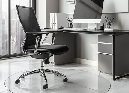 Round Chair Mat for Hard Floors - Transparent / Frosted