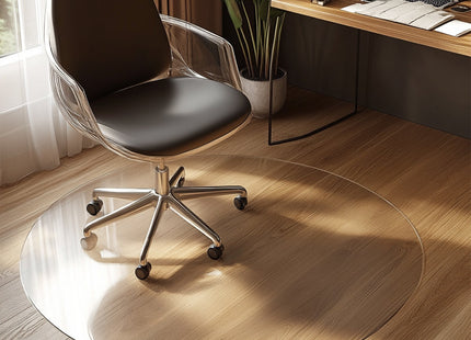Round Chair Mat for Hard Floors - Transparent / Frosted
