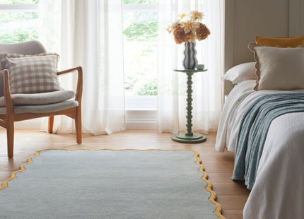 Scalloped Elsie Duck Egg/Ochre Wool Rug