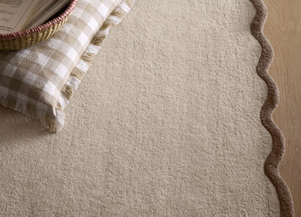 Scalloped Elsie Natural/Brown Wool Rug