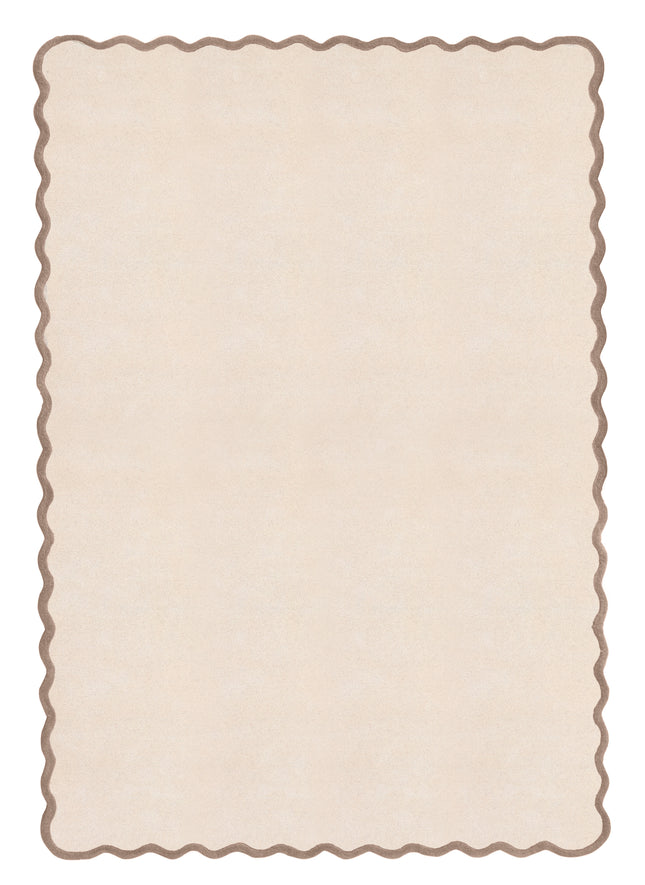 Scalloped Elsie Natural/Brown Wool Rug