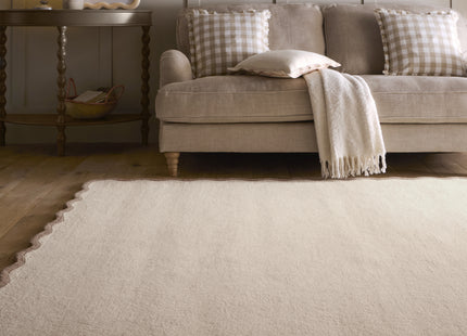 Scalloped Elsie Natural/Brown Wool Rug