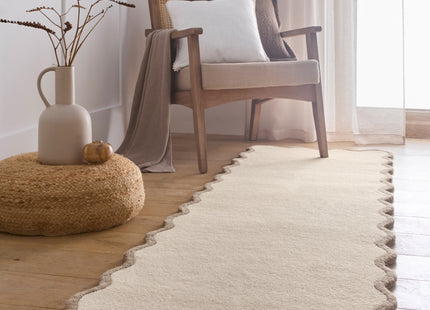 Scalloped Elsie Natural/Brown Wool Rug