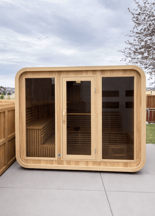 KOVE Cube Sauna 5–6 Person Outdoor Sauna – Premium Spruce Wood, 8kW Heater, Modern Cube Design
