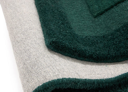 Stacked Border Dark Green Wool Rug