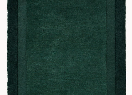 Stacked Border Dark Green Wool Rug