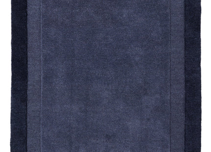 Stacked Border Evening Blue Wool Rug