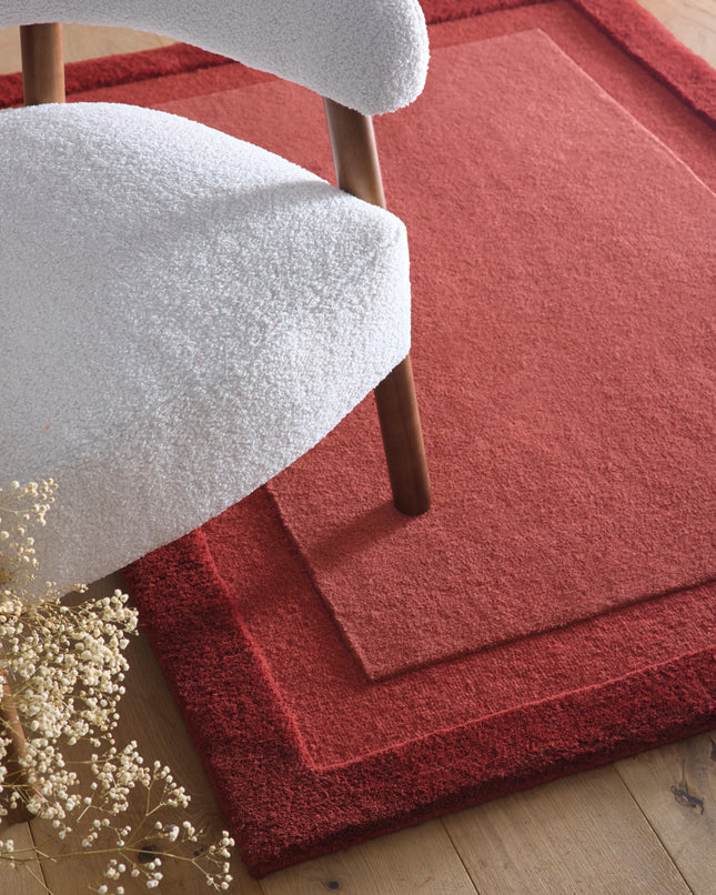 Stacked Border Wine Red Wool Rug