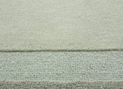Stacked Border Soft Green Wool Rug