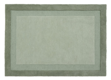 Stacked Border Soft Green Wool Rug