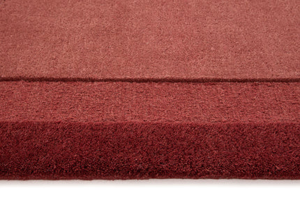 Stacked Border Wine Red Wool Rug