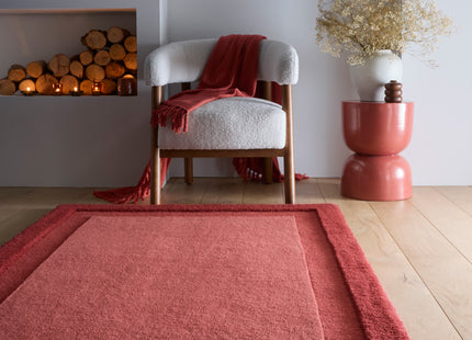 Stacked Border Wine Red Wool Rug