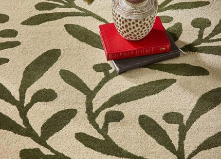 Cream Wool Rug Floral Design