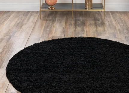 Washable Black Shaggy Rug