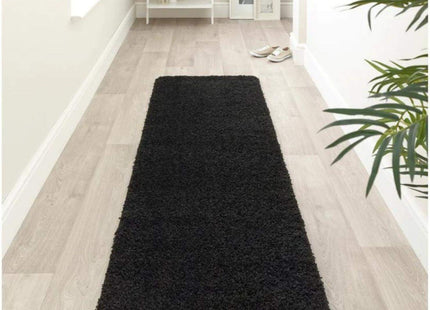 Washable Black Shaggy Rug