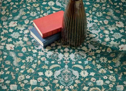 Eco-Washable Green Rug Medallion Design