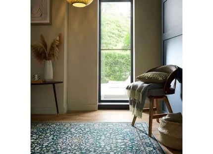 Eco-Washable Green Rug Medallion Design