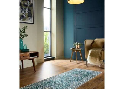 Eco-Washable Green Rug Medallion Design
