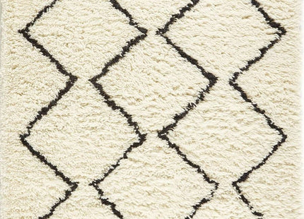 Berber Cream/Black Wool Shaggy Rug