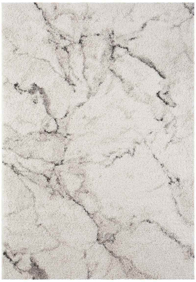 Deep-Pile Velour Abstract Rug Cream Colour