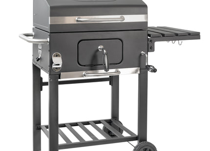 Atom Grills Nashville Charcoal BBQ Grill with Lid, Warming Rack & Wheels – Black